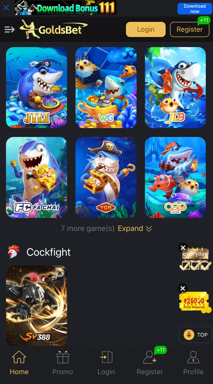 GoldsBet Fishing and Cockfight Games for Affiliate Program earnings