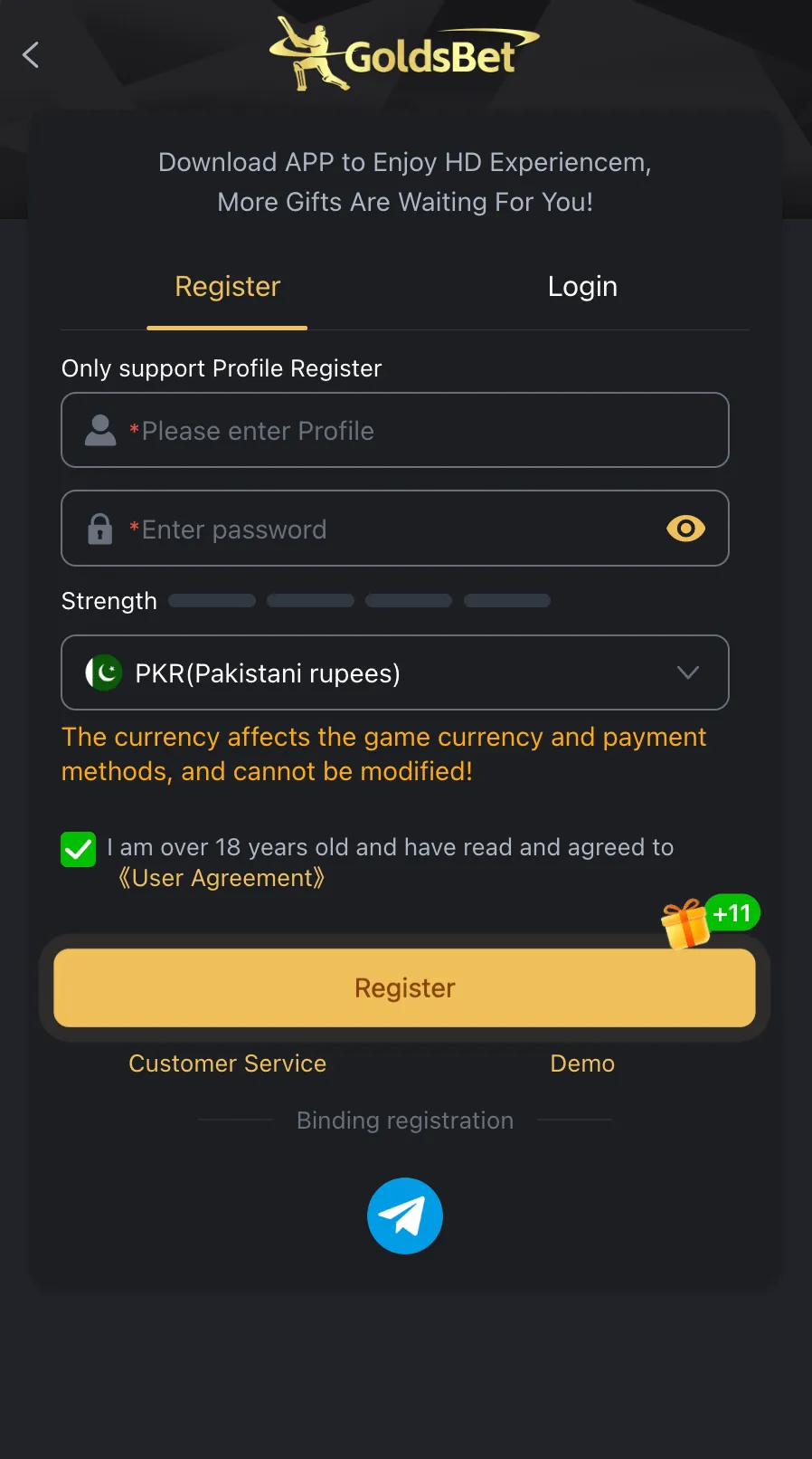 GoldsBet Registration Form for players in Pakistan, India, and Bangladesh